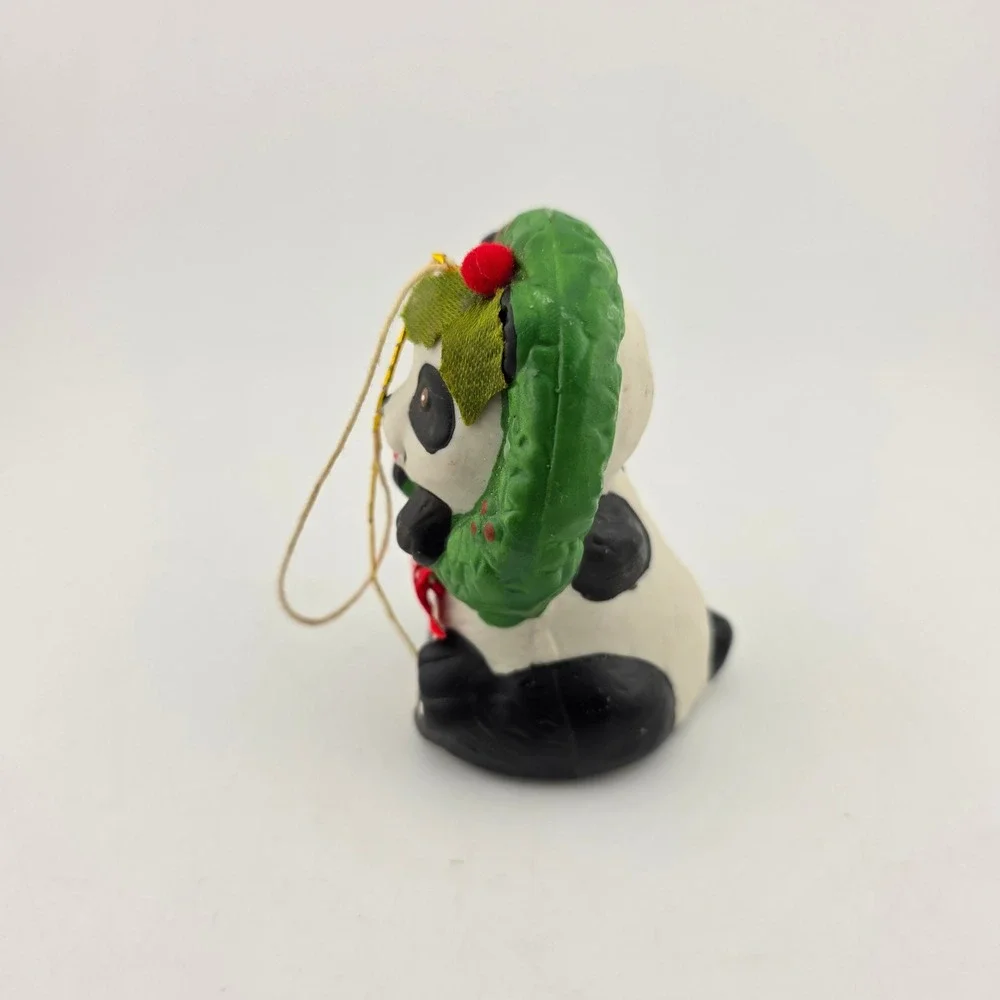 1986 Giftco Panda Bear & Christmas Bear Porcelain‎ Bell Ornaments Taiwan VTG